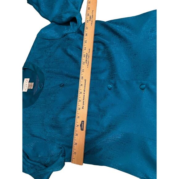 Adrianna Papell Vintage Royal Turquoise Blue 100% Silk Blouse Size 6 Top Shirt - Picture 5 of 6